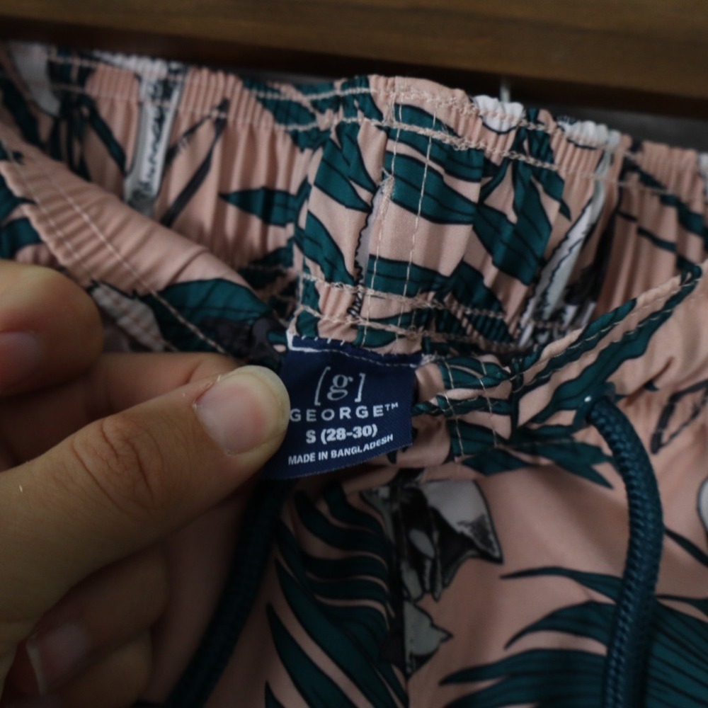 George Pelican Print Swim Trunks S 28-30 Pink Tropical Beach Shorts - Picture 5 of 8